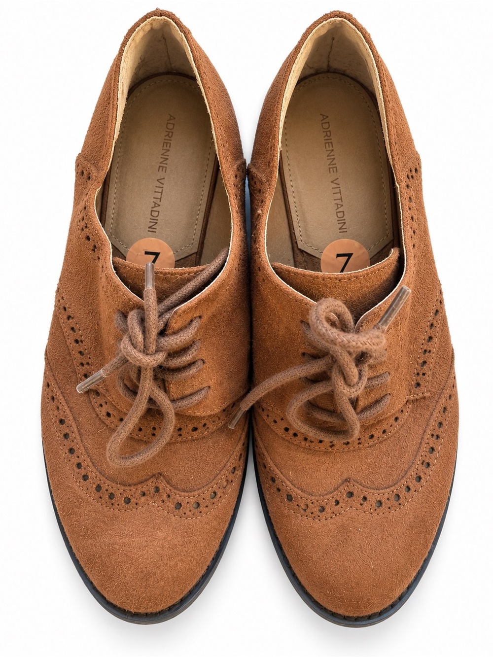 Adrienne Vittadini Brown Suede Wingtip Oxford Shoes Size 7
